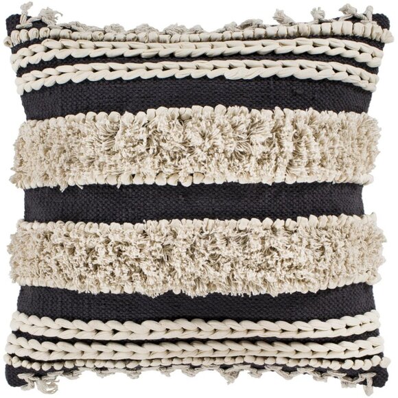2 - PILLOWS (Striped Black and Cream Accent Pillows) - Picture 2 of 9